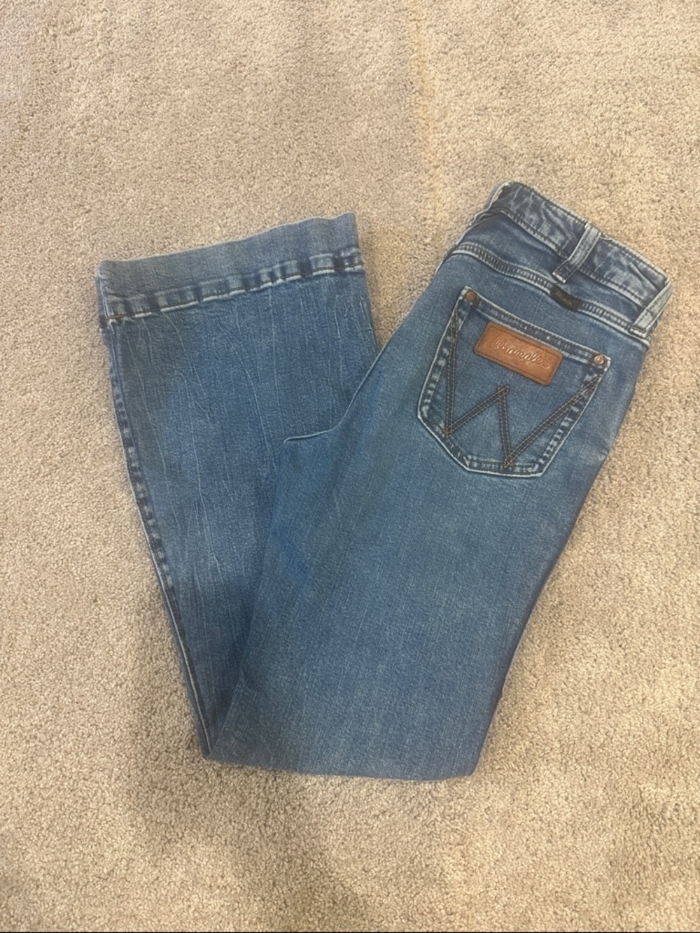 Wrangler Blue Denim Jeans with Back Pocket Patch